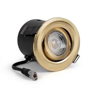 Brushed Brass 4K Cool White Tiltable LED Downlights, Fire Rated, IP44, High CRI, Dimmable