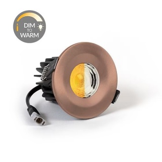 Satin Rose Gold CCT Dim To Warm LED Downlight Fire Rated IP65