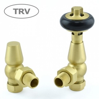 Windsor Traditional Thermostatic Radiator Valve - Brushed Brass (Angled TRV)