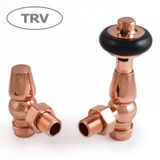 Windsor Traditional Thermostatic Radiator Valve - Polished Copper (Angled TRV)