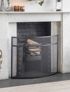 Bretforton Firescreen Powder Coated Steel - Black - Large