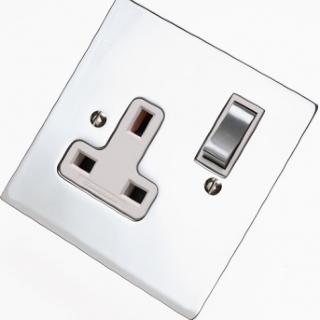 Flat Victorian Polished Chrome Plug Sockets