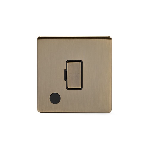 Aged Brass 13A Unswitched Fused Connection Unit (Fcu) Flex Outlet Blk Ins Screwless