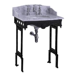 Carrara marble top & basin with black aluminium washstand