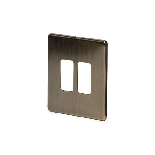 Aged Brass 2 Gang Grid Plate