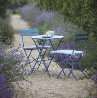 Round Bistro Set Table & 2 Chairs in Lulworth Blue