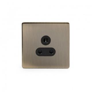 Aged Brass 5-amp Socket Black Ins Unswitched Screwless