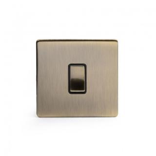 Aged Brass 10A 1 Gang 2 Way Switch with Black Insert