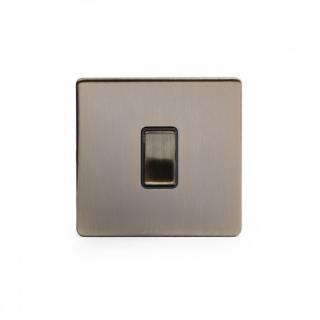 Aged Brass 10A 1 Gang Intermediate Switch with Black Insert