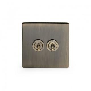 Aged Brass 2 Gang 2 Way Dolly Switch