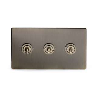 Aged Brass 3 Gang 2 Way Dolly Switch