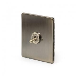 Aged Brass 1 Gang Intermediate Toggle Switch Screwless