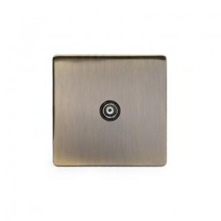 Aged Brass 1 Gang Co Axial Socket with Black Insert