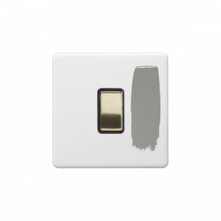 Paintable 1 Gang Intermediate Switch 10A with Brushed Brass Switch with Black Insert
