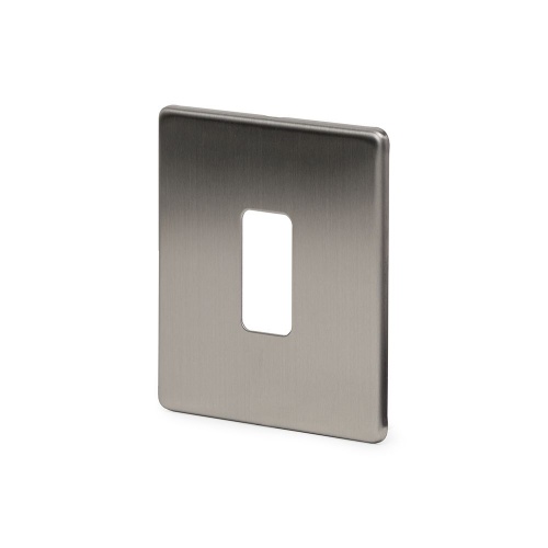 Brushed Chrome 1 Gang Grid Plate