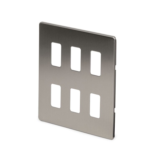 Brushed Chrome 6 Gang Grid Plate