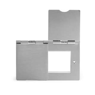 Brushed Chrome 2 Gang Euro Module Floor Plate Wht Ins
