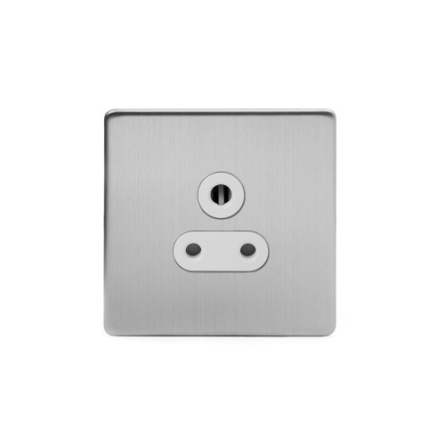 Brushed Chrome 5a Socket White ins Unswitched Screwless