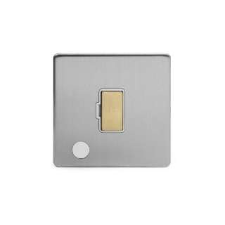 Brushed Chrome And Brushed Brass 13A Unswitched Flex Outlet White Inserts Screwless