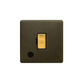 Bronze And Brushed Brass 13A Unswitched Flex Outlet Black Inserts Screwless