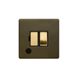 Bronze And Brushed Brass 13A Switched Fuse Flex Outlet Black Inserts Screwless