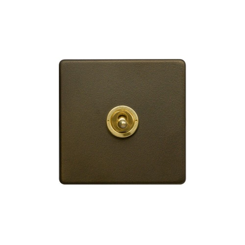 Bronze And Brushed Brass 20A 1 Gang 2 Way Toggle Switch Screwless