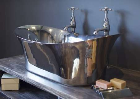 Nickel Freestanding Bateau Basin - Nickel Interior