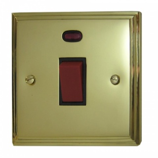 Victorian Cast Polished Brass 45A DP Switch with Neon