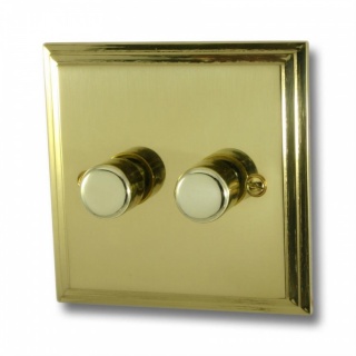 Victorian Cast Polished Brass LED Dimmer (2 Gang)
