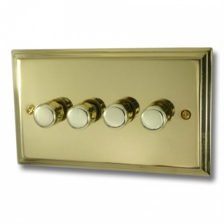 Victorian Cast Polished Brass LED Dimmer (4 Gang)