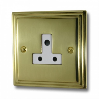 Victorian Polished Brass 5A 3 Pin Socket (White Insert)