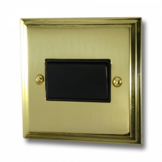 Victorian Polished Brass Fan Isolator Switch (Black Insert/Black Switch)
