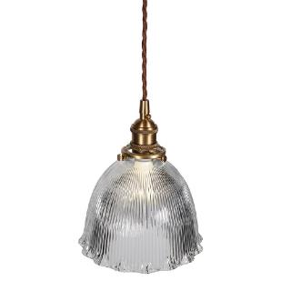 D'Arblay Brass Scalloped Prismatic Glass Dome Pendant Light
