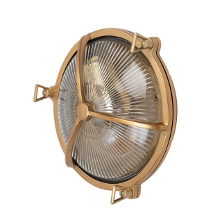 Carlisle Lacquered Antique Brass IP65 Trine Prismatic Glass Wall Light