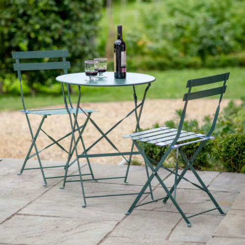 Round Bistro Set Table & 2 Chairs in Forest Green