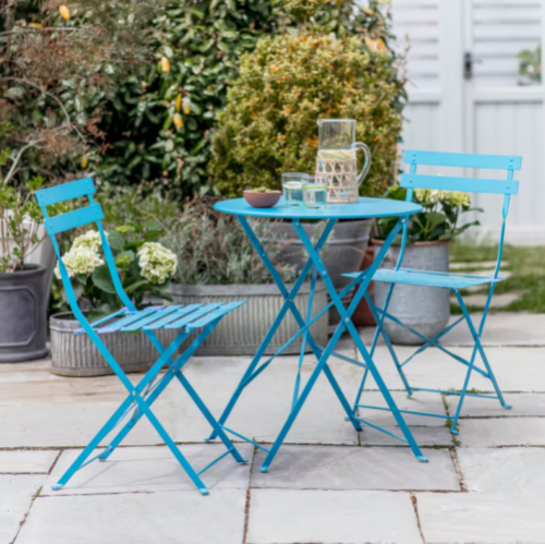 Round Bistro Set Table & 2 Chairs in Lagoon Blue