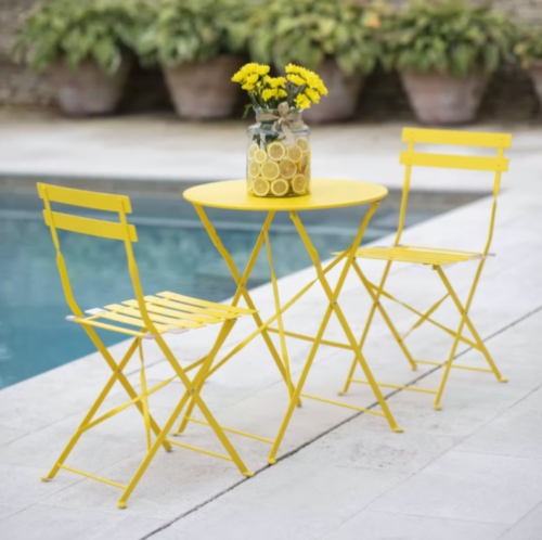 Round Bistro Set Table & 2 Chairs in Lemon