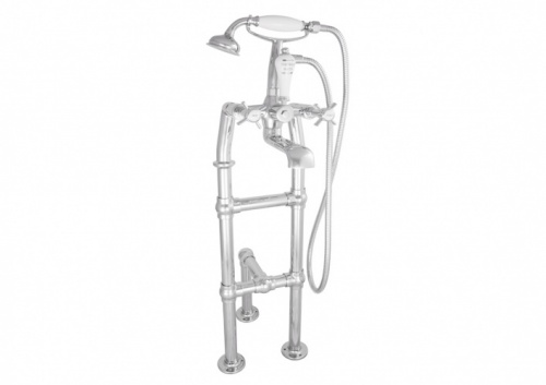 Freestanding Bath Mixer Taps With Small Tap Stand & Support Chrome