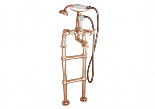 Freestanding Bath Mixer Taps With Small Tap Stand Copper