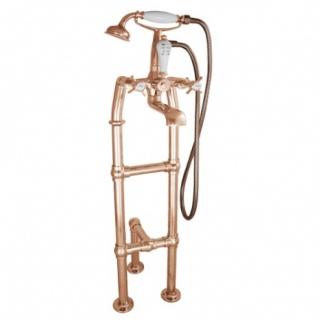 Freestanding Bath Mixer Taps With Large Tap Stand & Support Copper