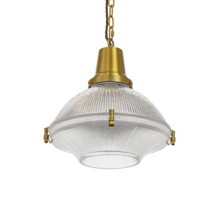 Hollen Lacquered Aged Brass Brimmed Dome Pendant Light - The Schoolhouse Collection