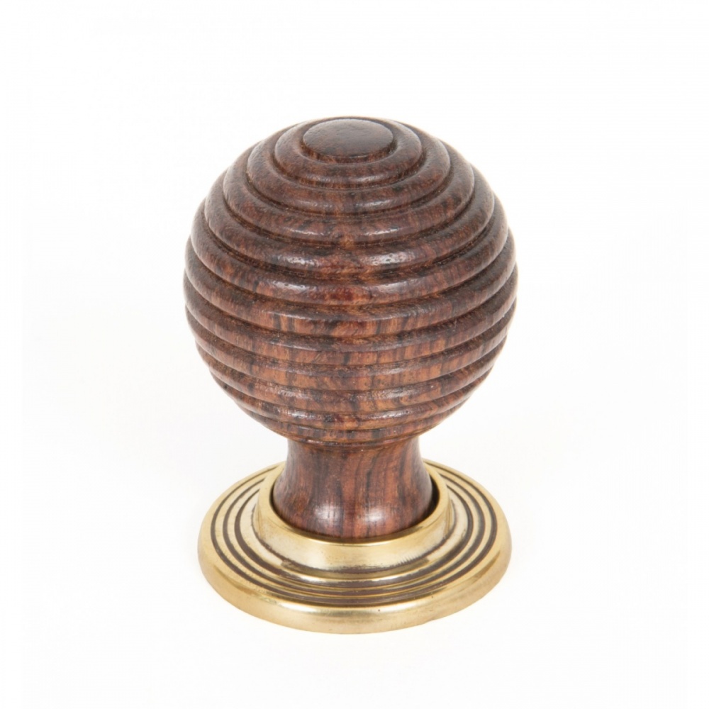 Rosewood & Aged Brass Beehive Cabinet Knob - Large