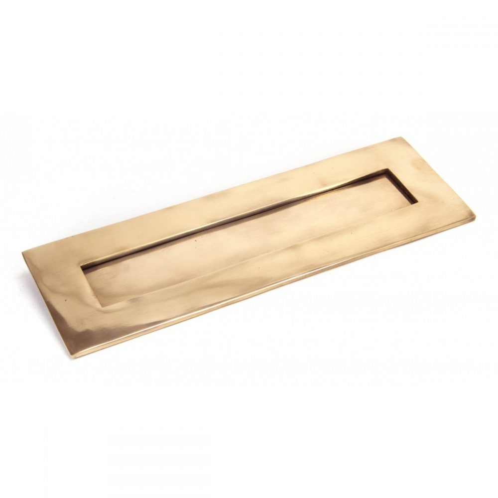 From The Anvil Large Cast Letterplate Cover - Polished Brass Mail Slot Draft Reducer