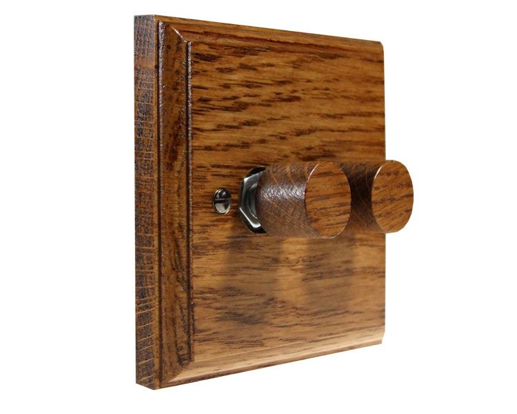 Classic Wood 2 Gang 2Way Push on/Push off 2 x 250W/VA Dimmer Switch in ...