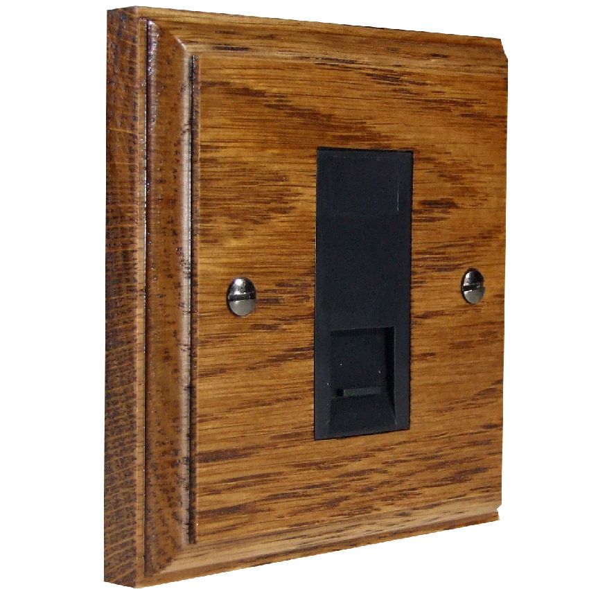 Classic Classic Wood 1 Gang RJ45 Data Socket in Solid Medium Oak with ...