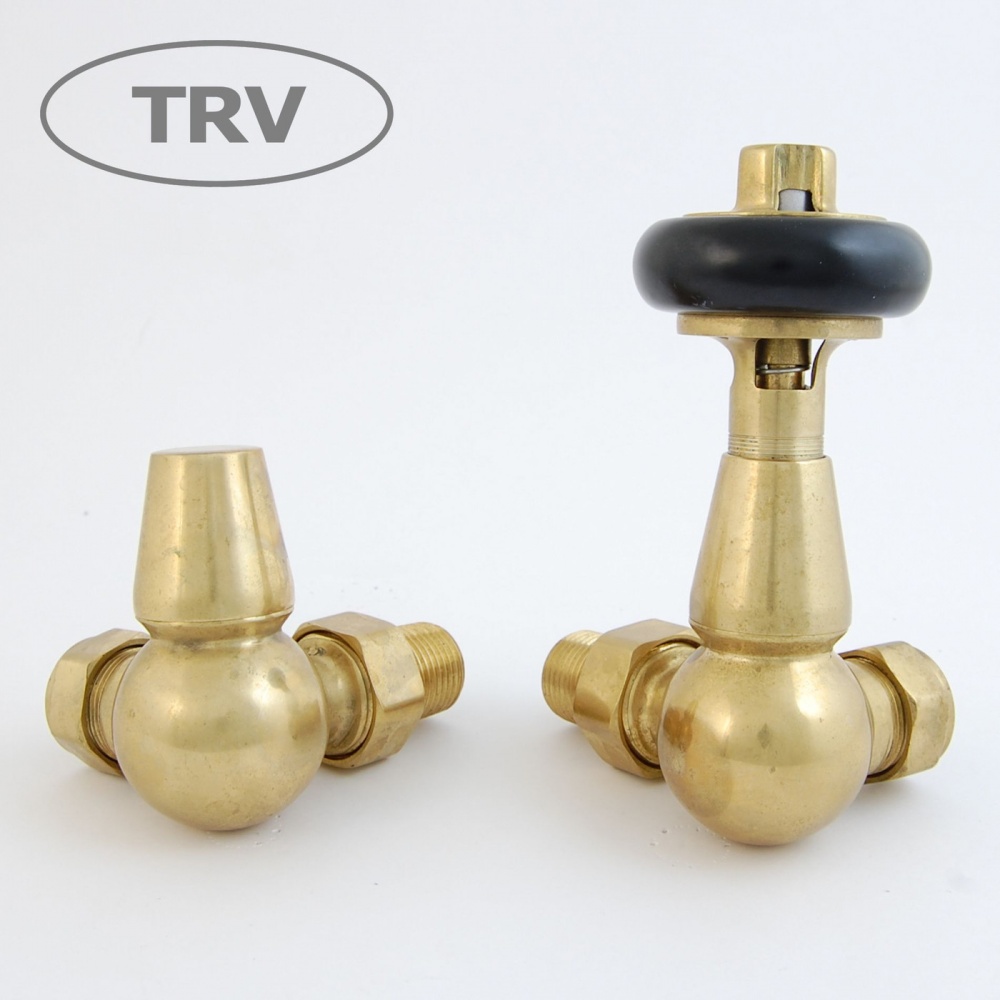 Windsor Traditional Thermostatic Radiator Valve - Un-Lacquered Brass (Corner TRV)