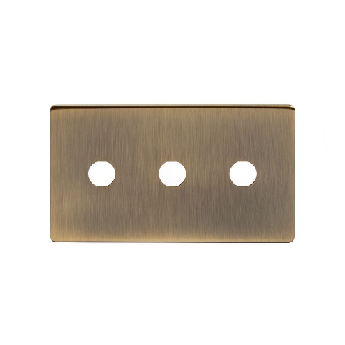 The Charterhouse Collection Aged Brass 3 Gang Toggle Plates Screwless