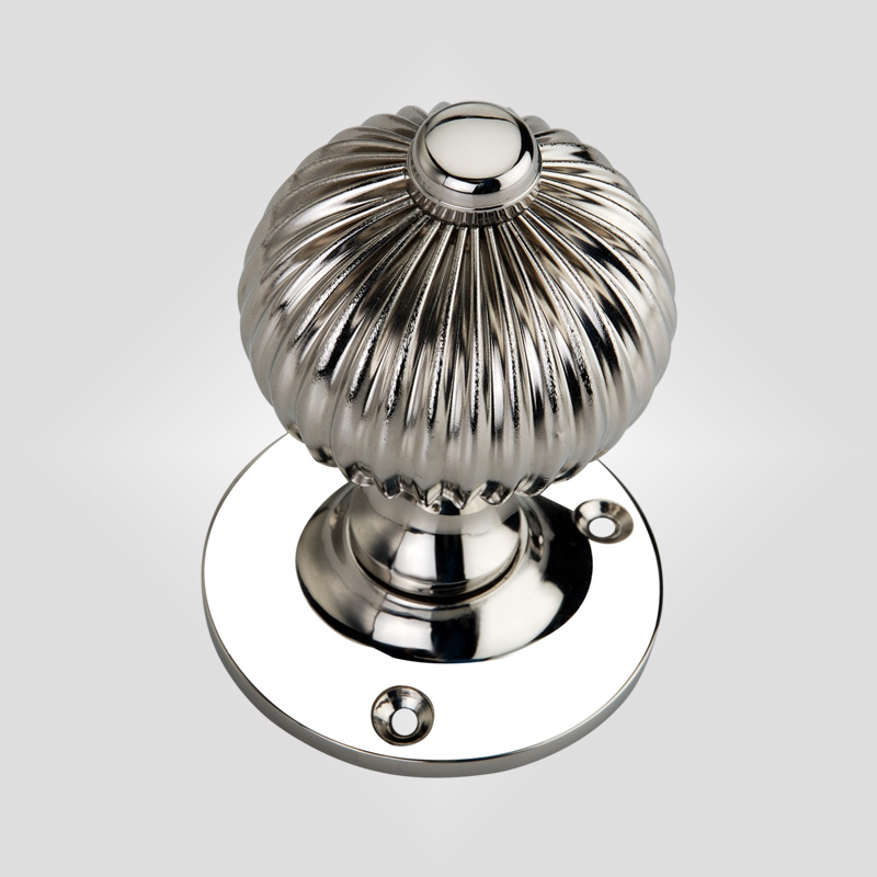 Reeded Period Door Knob Polished Nickel