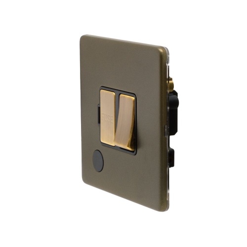 Lighting Bronze 13A Switched Fuse Flex Outlet Black Inserts Screwless