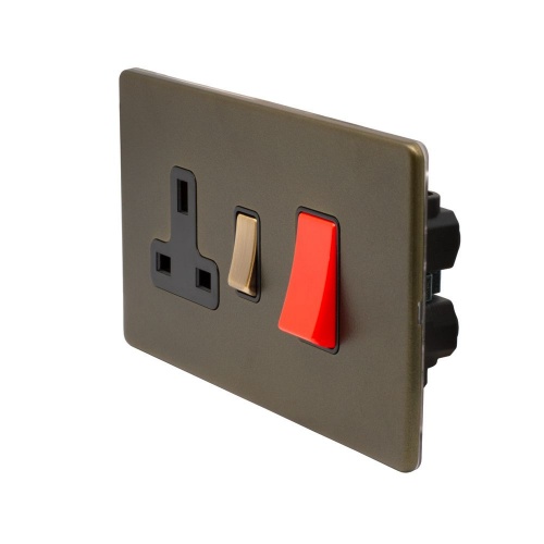 Lighting Bronze 45A Cooker Control Unit Black Inserts Screwless